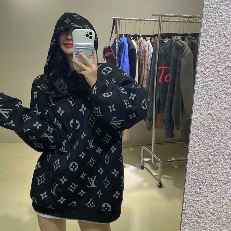 Hoodie chữ in về hàng siêu chất 2 màu đen trắng trẻ trung