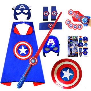 Đồ chơi hóa trang nhân vật Đội Trưởng Mỹ Captain America siêu anh hùng áo choàng,mặt nạ,gang tay SpiderMan IronMan Cho B