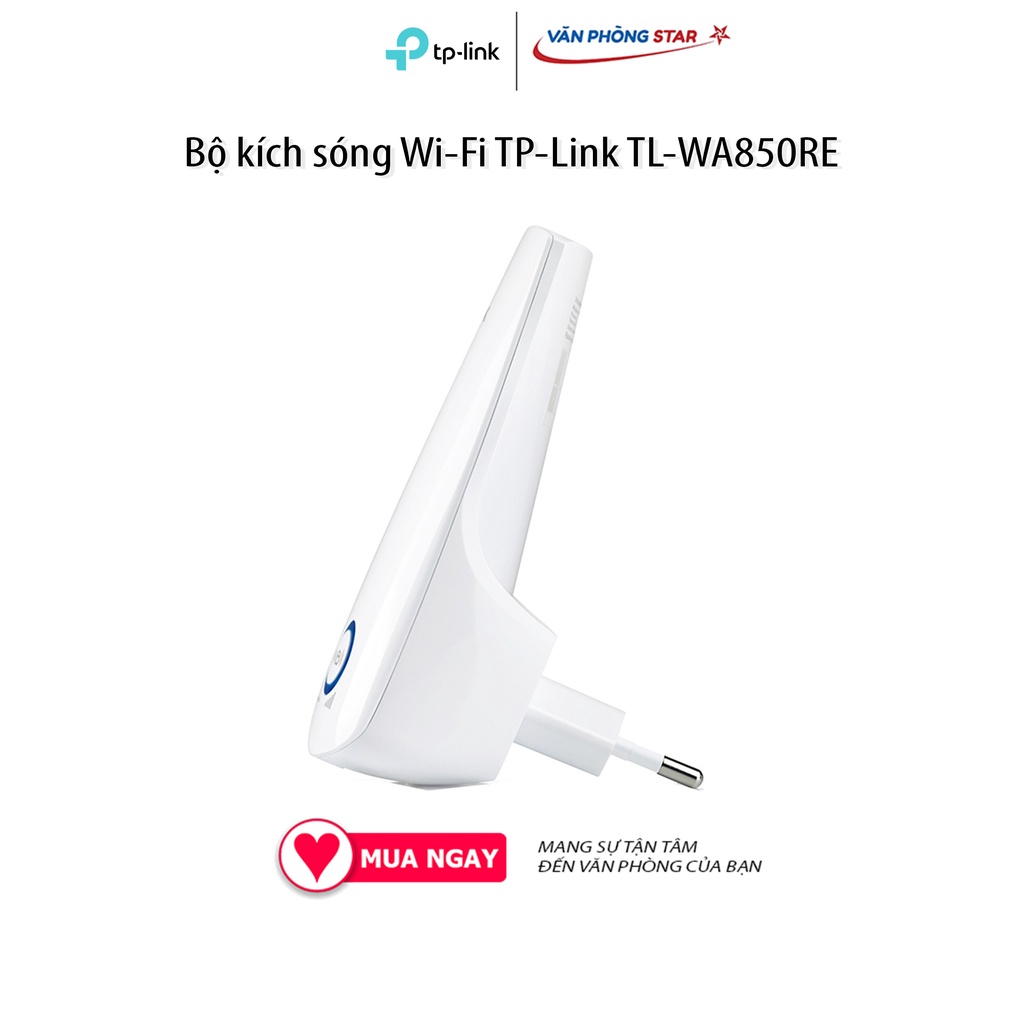 Bộ kích sóng WiFi TP-Link TL-WA850RE Chính Hãng tốc độ 300Mbps Kích thước nhỏ gọn và thiết kế gắn tường