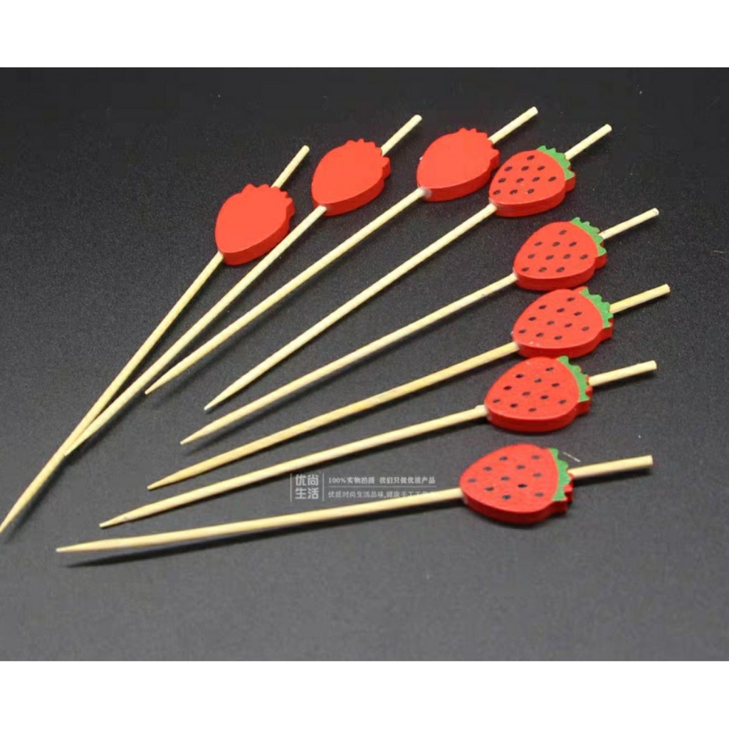 Tăm Xiên Tre Trang Trí Cocktail Tròn - Kéo - Thắt hoa - 12cm