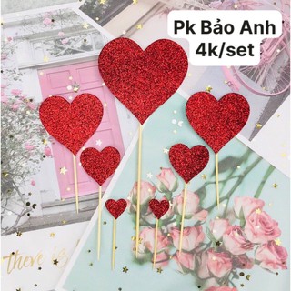 Set tim to nhỏ trang trí bánh kem