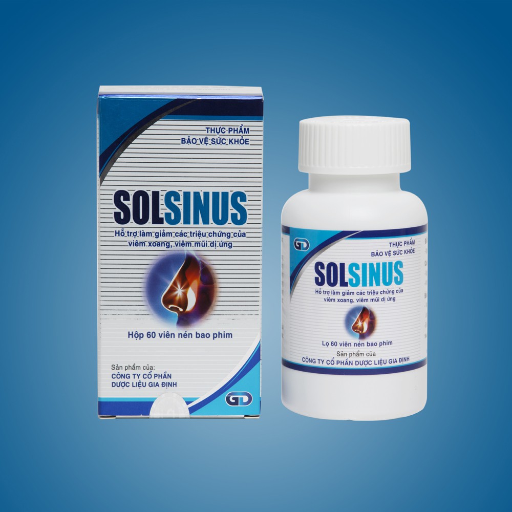 Viên xoang Solsinus – Hỗ trợ điều trị viêm xoang, viêm mũi dị ứng, giảm các triệu chứng ngạt mũi, chảy nước mũi (60v)