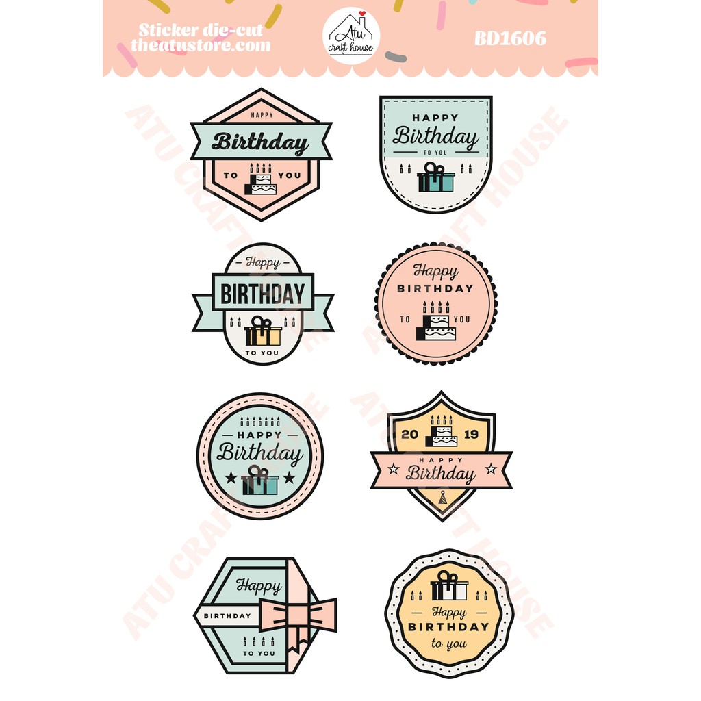 SINH NHẬT - Sticker die-cut - Sticker cắt rời - Nguyên liệu làm Scrapbook Handmade