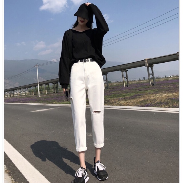Quần bò baggy rách