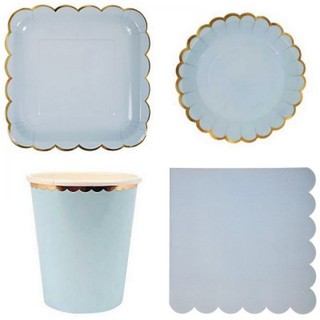 Bộ phụ kiện sinh nhật màu xanh dương( cốc , đĩa , giấy)