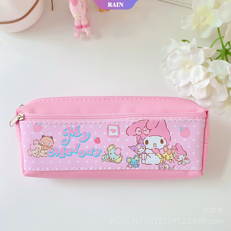 SANRIO Túi Đựng Bút Hai Ngăn Họa Tiết Melody Melody/Mèo Hello Kitty/Caracon Dễ Thương Cho Bé
