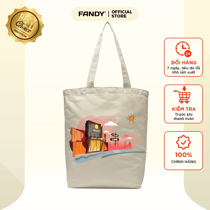 Túi tote FANDY phong cách cá tính năng động size vừa A4 chất liệu canvas bền bỉ