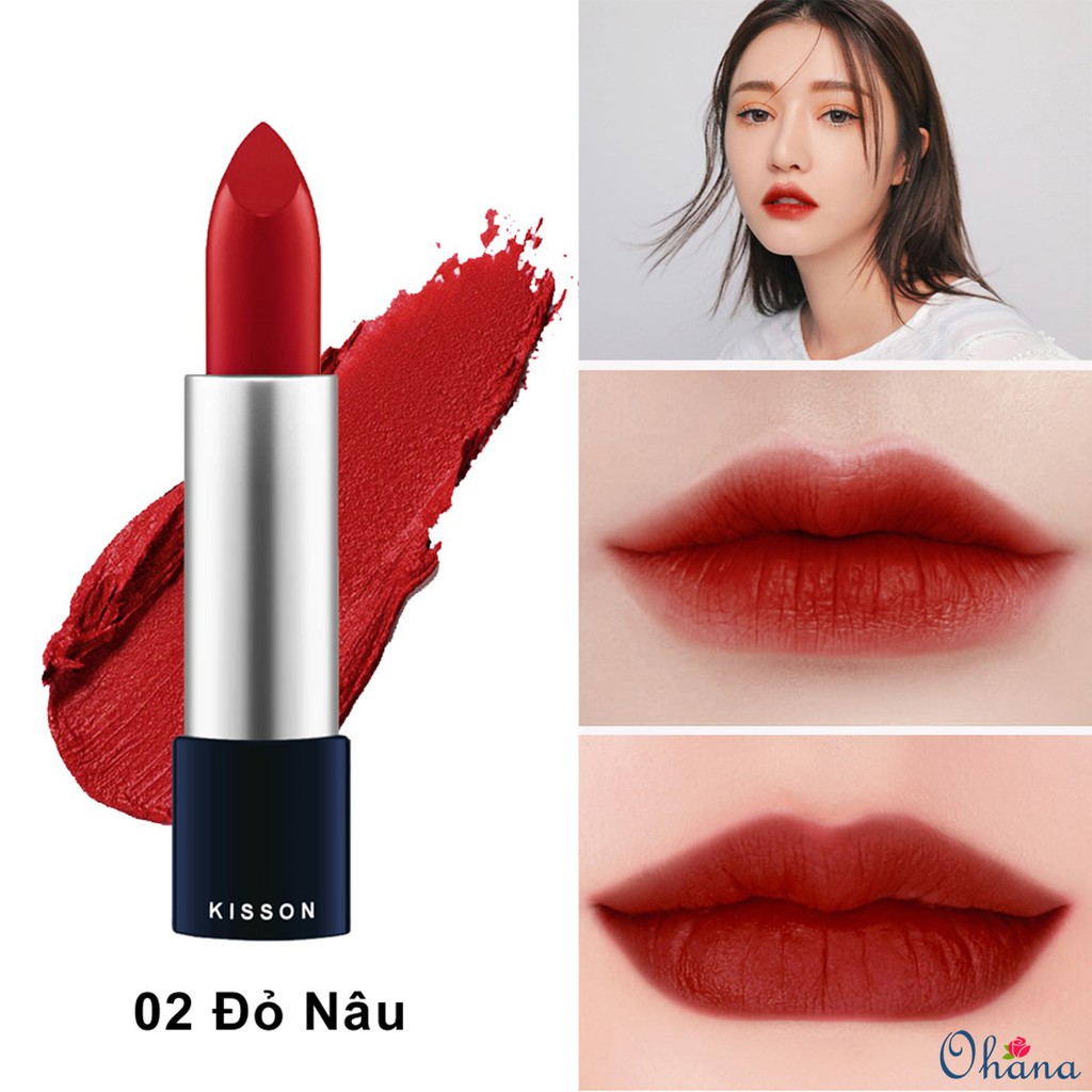 Son lì KISSON Matte Lipstick - Đỏ nâu #02