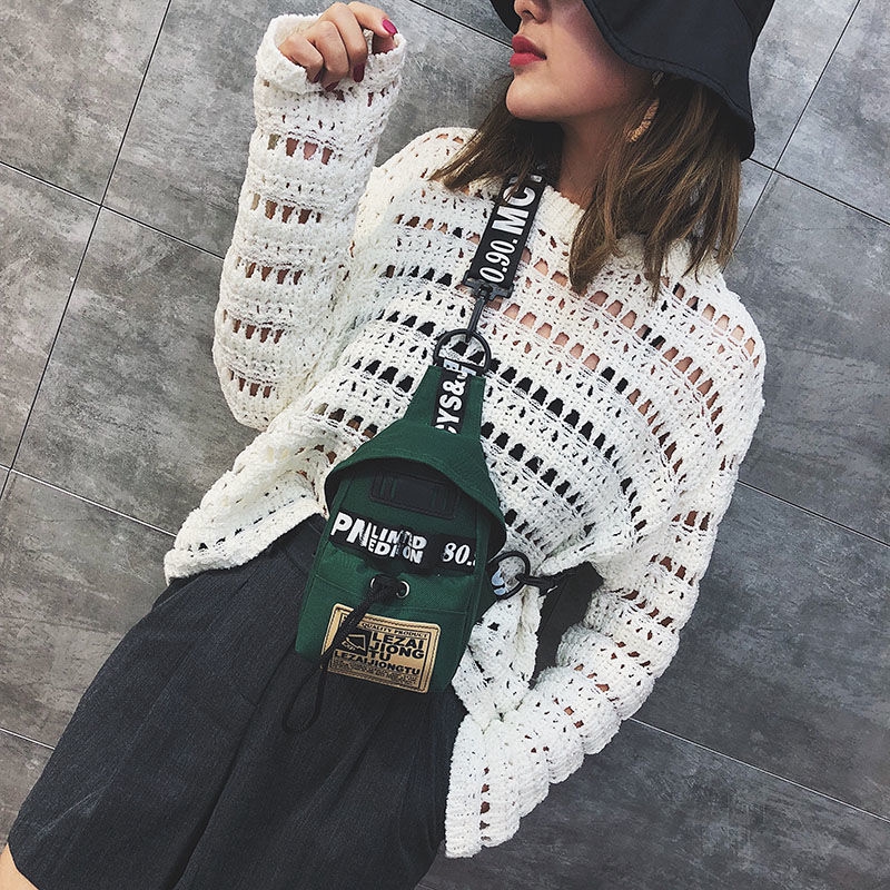 Túi Đeo Chéo Trước Ngực Vải Canvas Thời Trang Phong Cách Hàn Quốc Cho Nữ