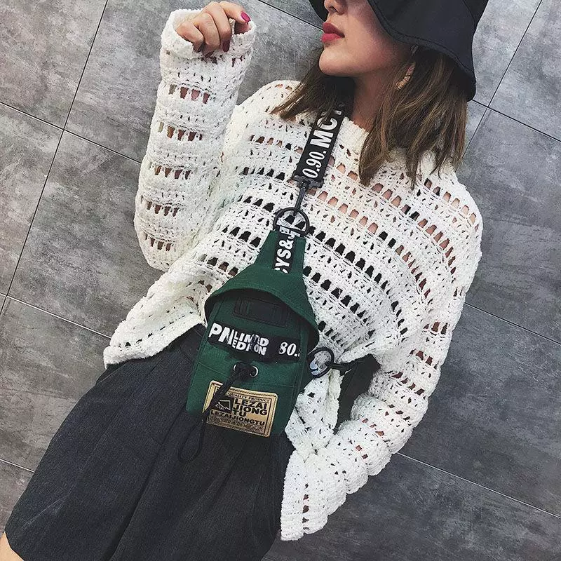 Túi Đeo Chéo Ngực Vải Canvas Thời Trang Phong Cách Hàn Quốc Cho Nữ
