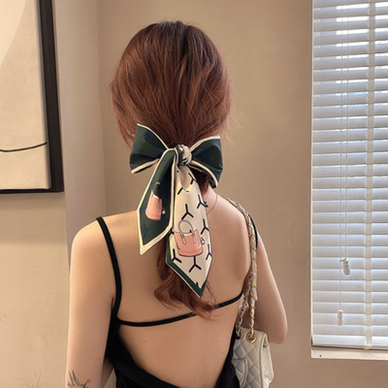 Dây Buộc Tóc Vải Satin Dáng Dài Thắt Nơ Kiểu Pháp Cổ điển Dễ Thương