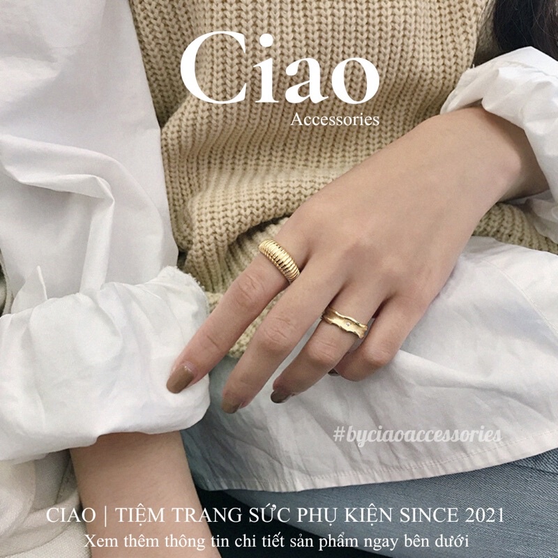 Nhẫn mạ bạc S925 thiết kế hoạ tiết phong cách trendy dễ phối cá tính Cosime Ciao