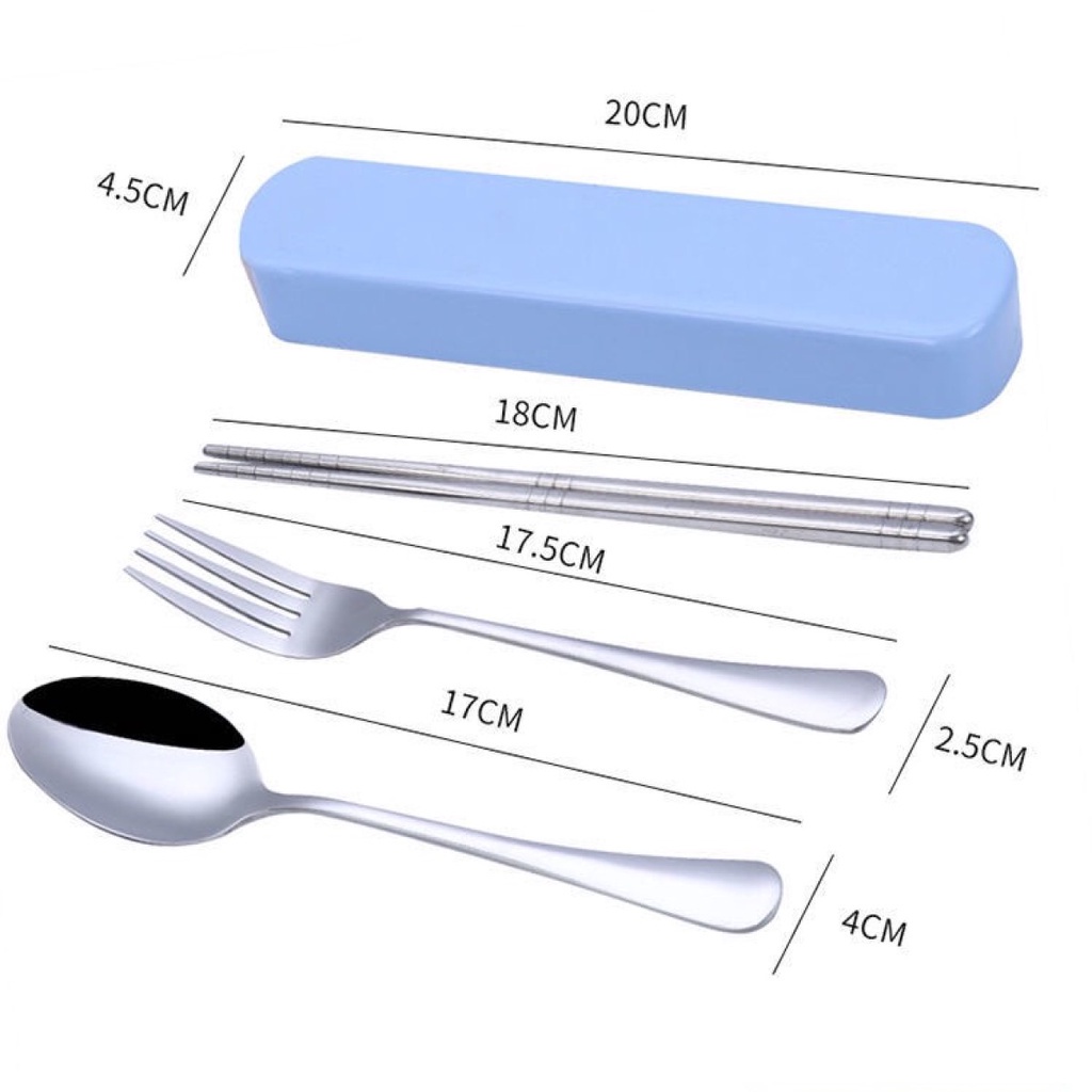 Bộ 3 chi tiết đũa, thìa, dĩa inox có hộp tiện lợi 88085 KOREA STORE88