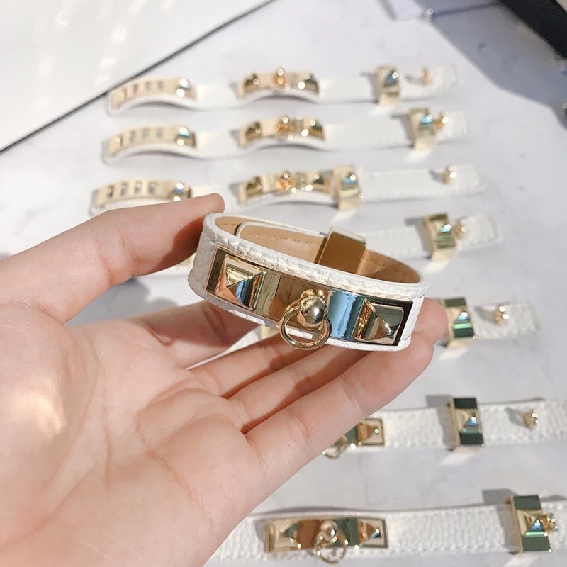 Vòng tay da HM đinh dây nhỏ 1cm