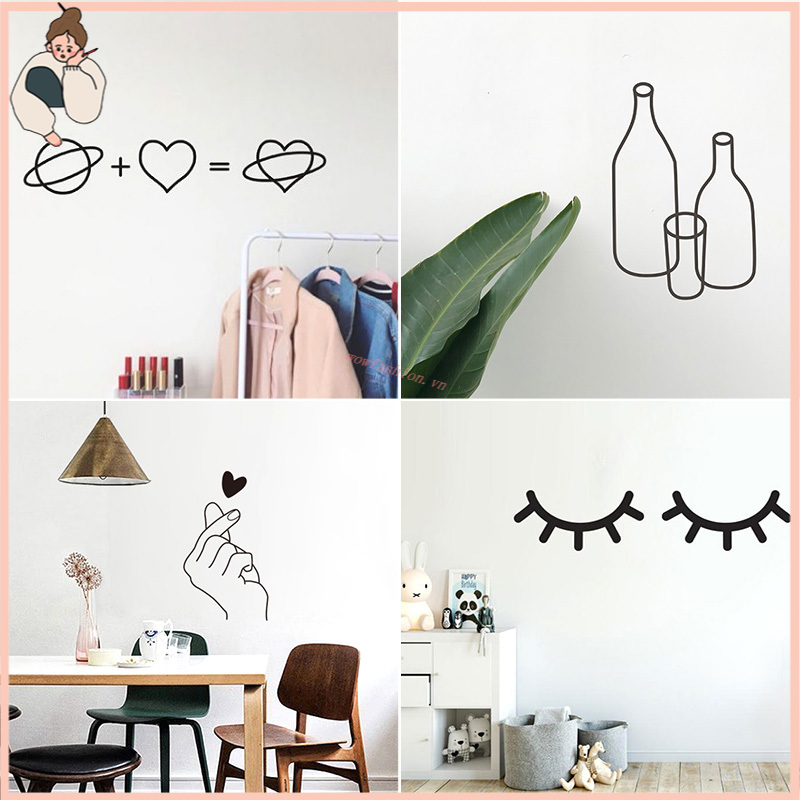 Miếng dán trang trí tường hình cô gái xinh xắn chất lượng