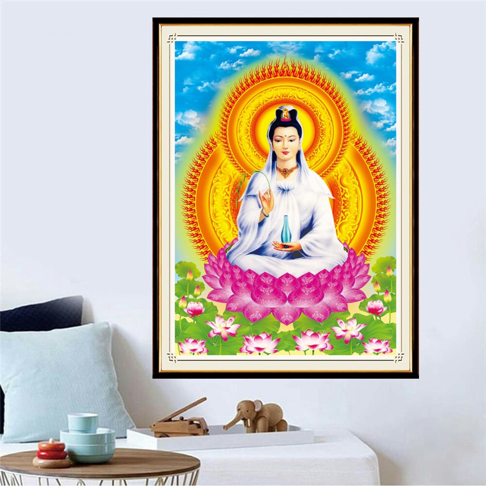 Tranh đính đá Phật bà 55*75cm - chưa đính