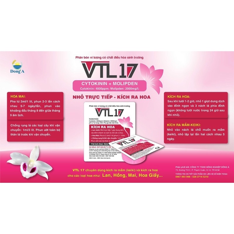 Phân Vi Lượng Kích Ra Hoa Trực Tiếp Trên Đầu Ngọn VTL 17,hộp 10ml