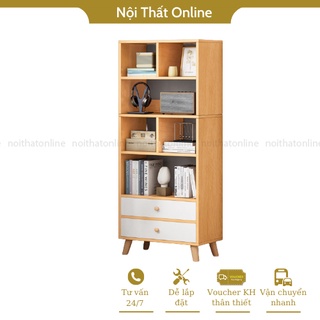 Kệ sách, giá sách đơn giản ngăn kéo lưu trữ đồ thông minh chất liệu gỗ MDF chống ẩm màu vân gỗ bắt mắt