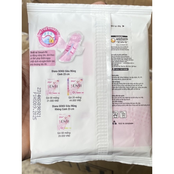 Băng vệ sinh Diana Sensi Siêu Mỏng Cánh (2 miếng/gói)
