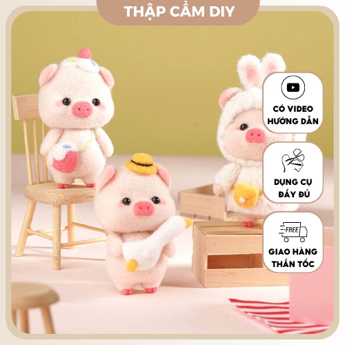 Len Chọc Handmade, Bộ Kit Len Chọc Heo Mũm Mĩm