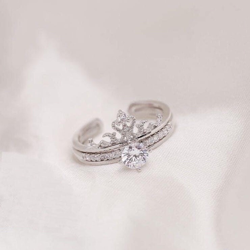 Nhẫn Bạc Ta Cao Cấp CaoBac Silver Vương Miện Ghép Đính Đá Sang Trọng Dành Tặng Riêng Cho Bạn Gái
