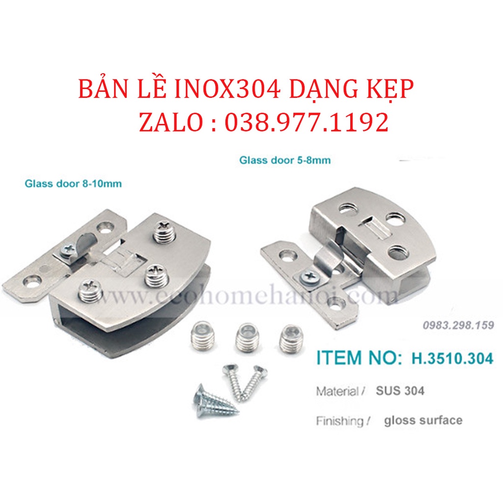 Bản lề inox cho cánh tủ kính dạng kẹp không khoét lỗ, khóa cánh đôi, khóa cánh đơn,nhấn nhả đơn, nhấn nhả đôi