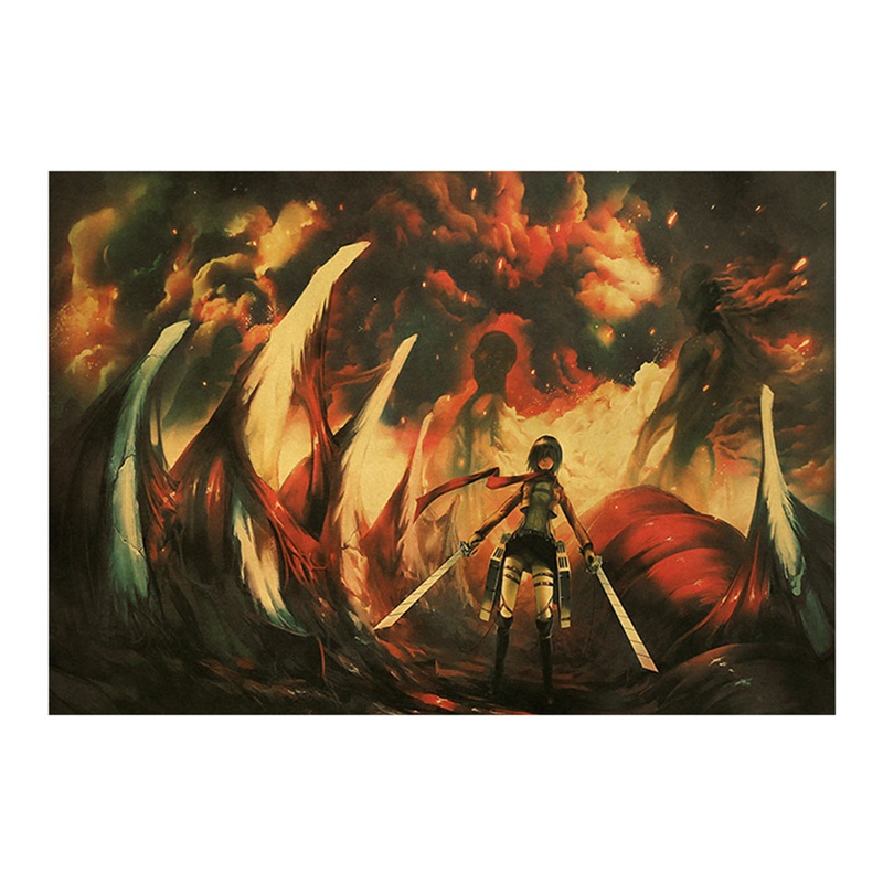 Poster Phim Attack On Titan Phong Cách Retro Trang Trí Quán Cà Phê / Nhà Hàng