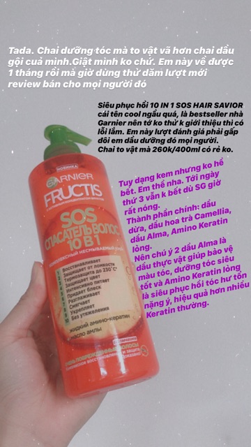 Kem dầu dưỡng tóc phục hồi SOS Hair Saver 10in1 GARNIER 400 ml