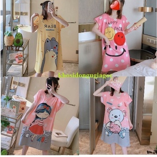 Váy ngủ,Đầm Ngủ cotton kute dáng suông siêu Đẹp