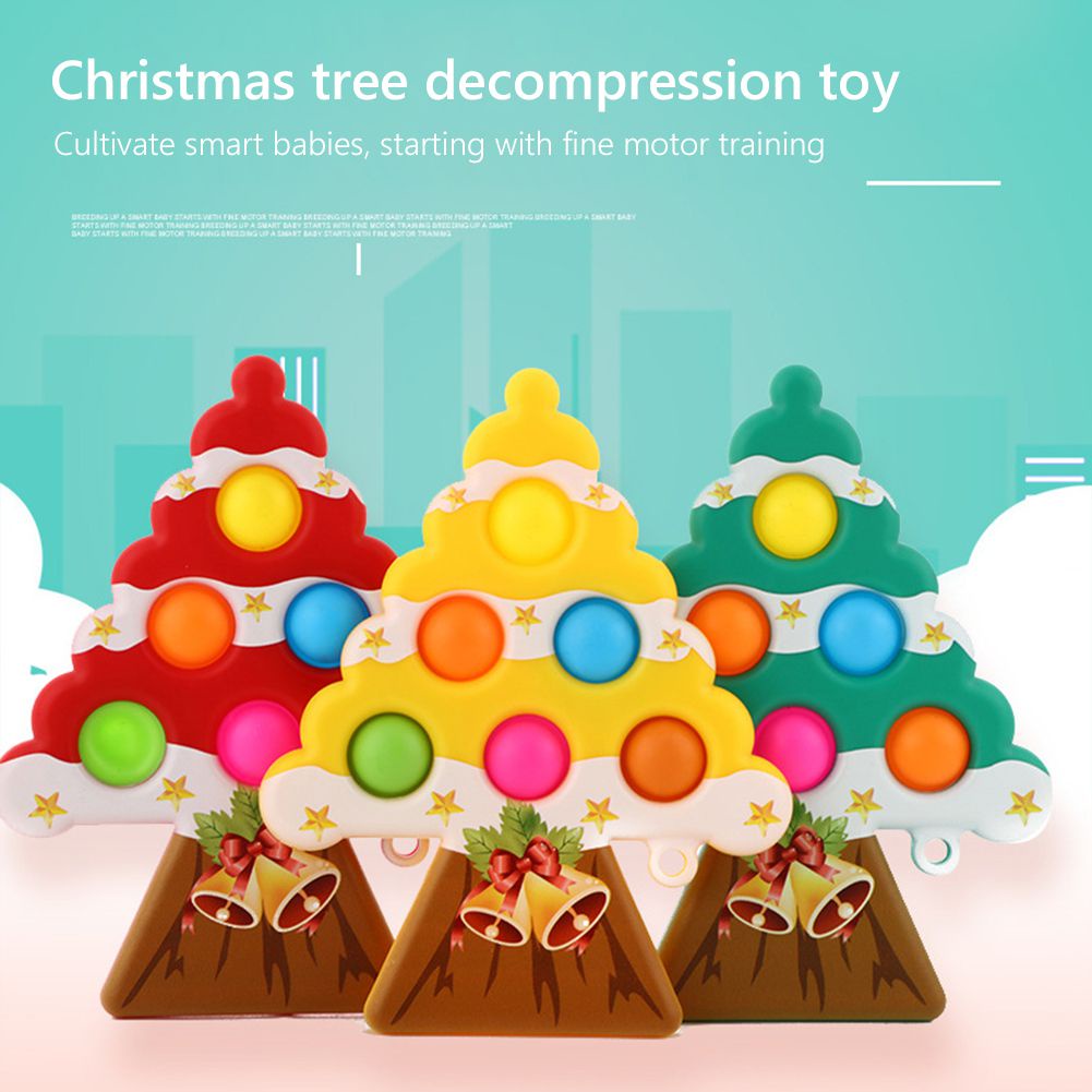 Đồ chơi bóp nén đẩy bong bóng hình cây thông noel làm quà tặng cho trẻ em