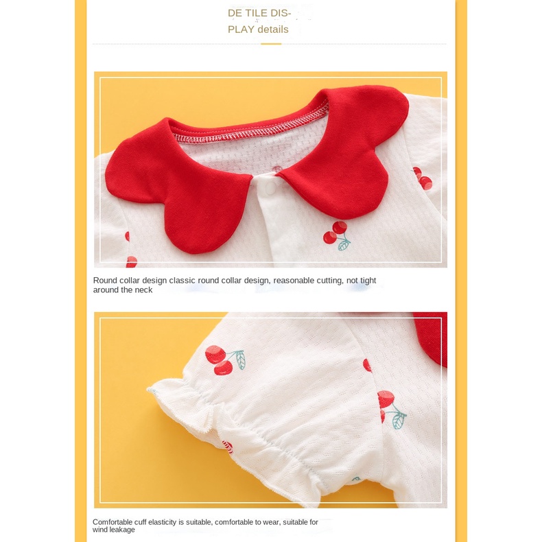 Bộ Áo Liền Quần Tay Ngắn Chất Liệu Cotton In Họa Tiết Hoạt Hình Bò Sữa Đáng Yêu Cho Bé Sơ Sinh