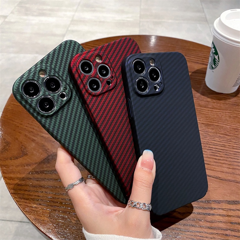 Ốp Điện Thoại Cứng Họa Tiết Sợi carbon Chất Lượng Cao Cho iPhone 12 13 11 Pro Max