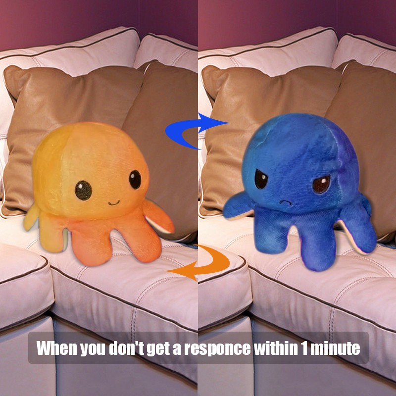 Bạch tuộc cảm xúc nhồi bông có thể đảo ngược hai mặt thay đổi màu sắc đáng yêu dành cho béLovly stuffed emotional octopus for two-sided reversible color change for baby Bạch tuộc nhồi bông cảm xúc độc đáo vui nhộn cho trẻ nhỏ có lộn hai mặt 20CM
