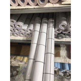 giấy dán tường kẻ ô vuông trắng