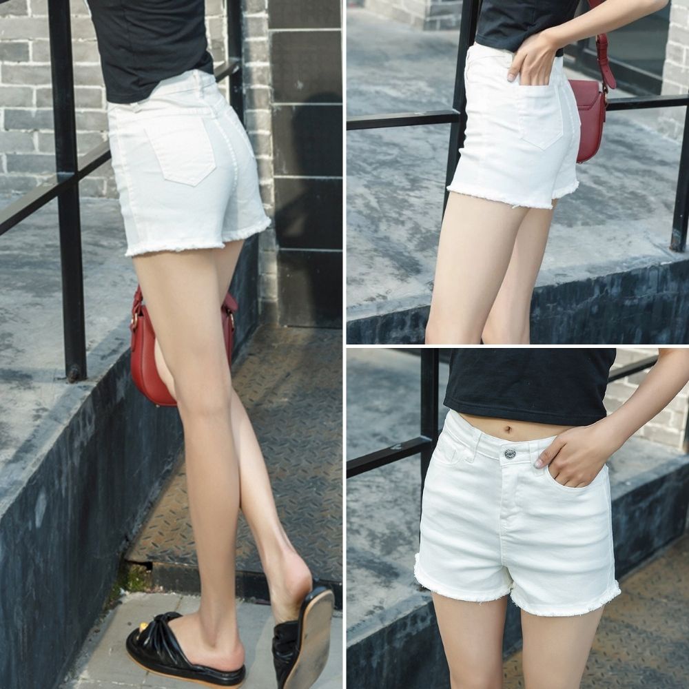 Quần đùi nữ, quần nữ jeans rách màu đen trắng size S M L SKUQ-13B