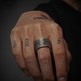 Nhẫn Thời Trang Hình Mắt Thần Horus Độc Đáo Phong Cách Retro Cho Nam