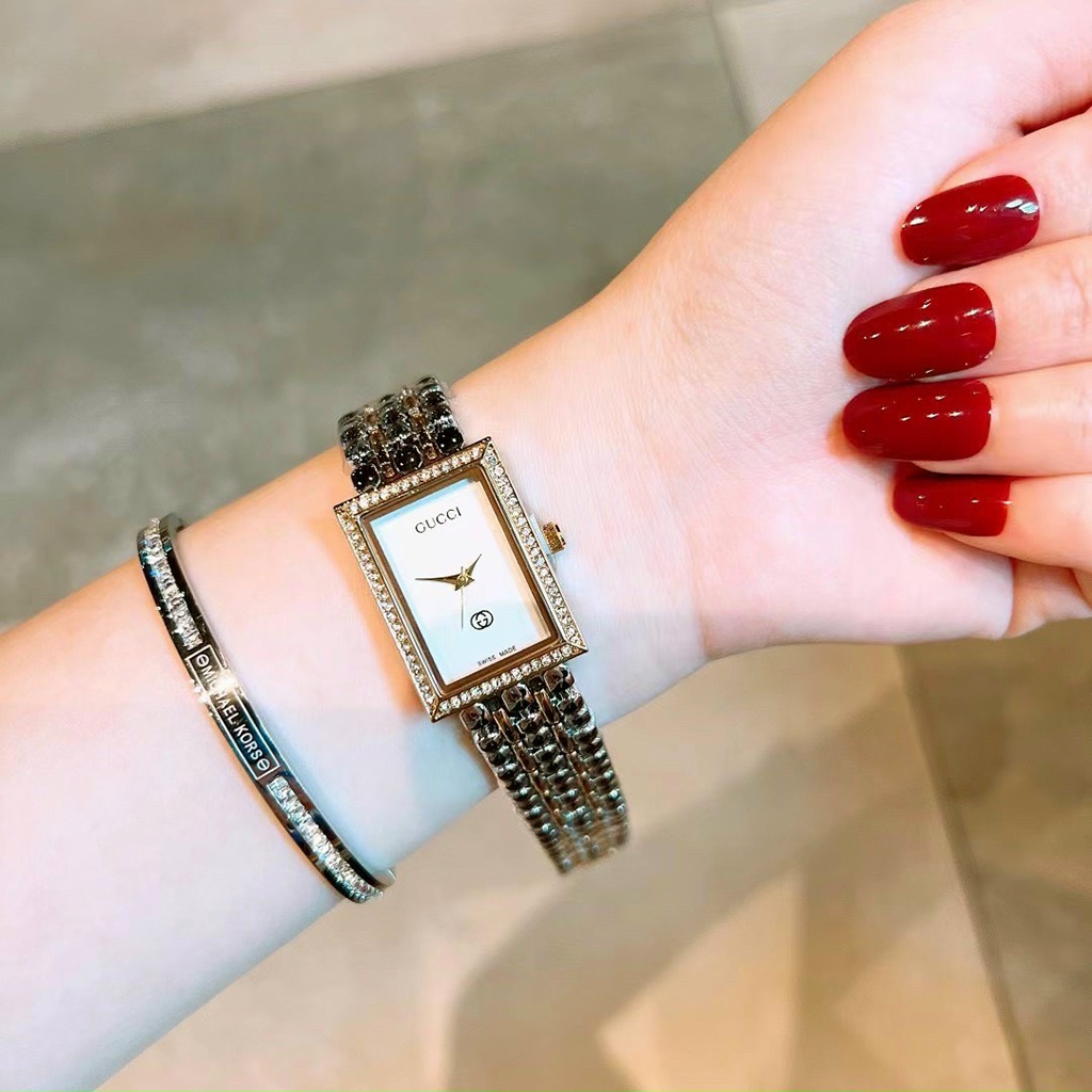 Đồng hồ nữ Gucci mặt chữ nhật dây thép không gỉ sang trọng tinh tế - bảo hành 12 tháng