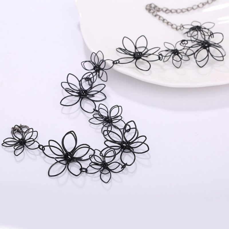 Vòng Cổ Choker Ngắn Mặt Hoa Màu Đen 14 '' Thời Trang Cho Bạn Gái