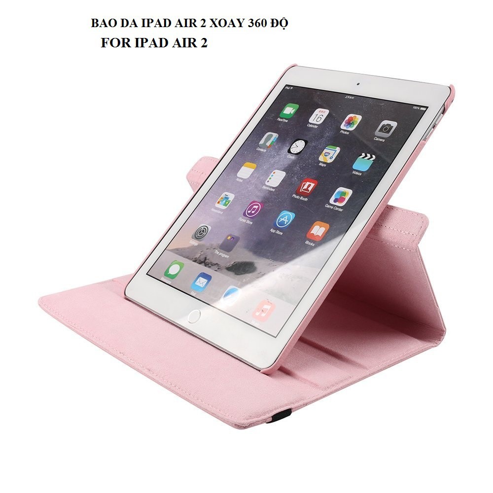 Bao da IPad Air 2 iPad 6 xoay 360 độ (HỒNG NHẠT) - Hàng nhập khẩu - TẶNG KÈM BÚT CẢM ỨNG | BigBuy360 - bigbuy360.vn