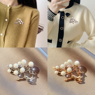 [Mã FASHIONCB154 giảm 10K đơn bất kỳ ] Cài Ngực Áo Thiết Kế Hình Hươu Đính Ngọc Trai Phong Cách Hàn Quốc Thời Trang