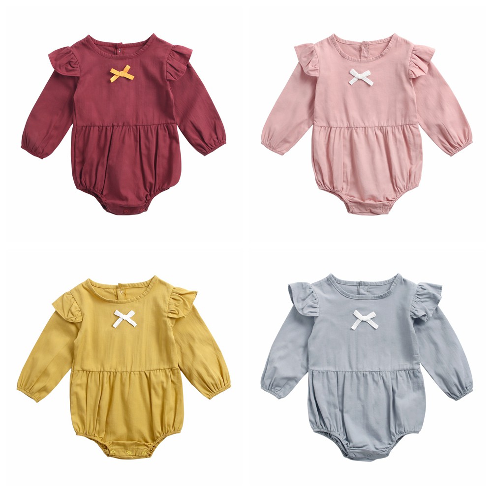 Bộ Đồ Liền Thân Sanlutoz Vải Cotton Thiết Kế Tay Dài 4 Màu Tùy Chọn Dành Cho Bé Gái Sơ Sinh