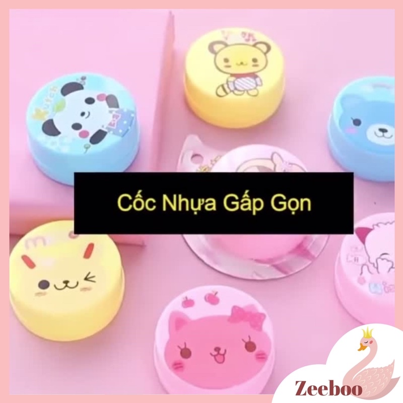 Cốc uống nước gấp gọn du lịch hoạt hình siêu xinh cho bé - Zeeboo