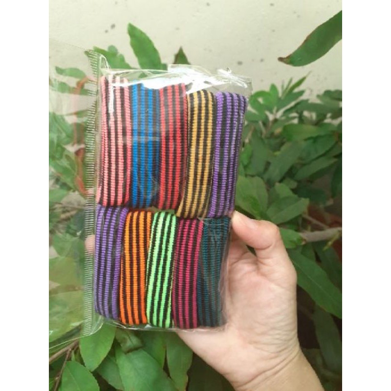 Túi 10 thun cột tóc sọc màu.