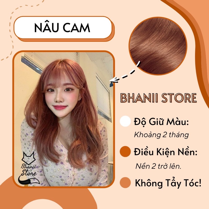 Thuốc nhuộm tóc Nâu Cam KHÔNG TẨY bhanii store