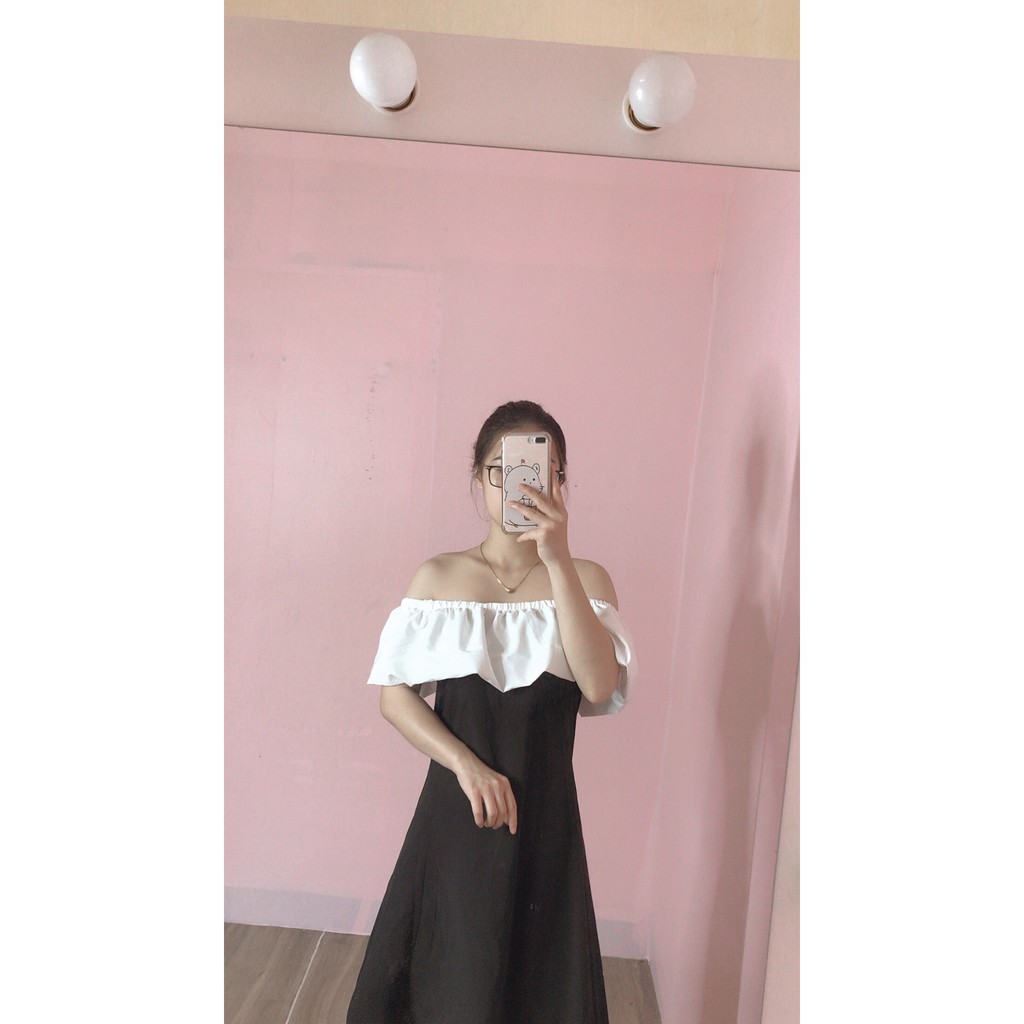 Váy trễ vai trắng bồng triết eo dáng xòe tiểu thư/ Váy suông nữ basic dáng ngắn thời trang hàn quốc_xuongmaythuhien | BigBuy360 - bigbuy360.vn