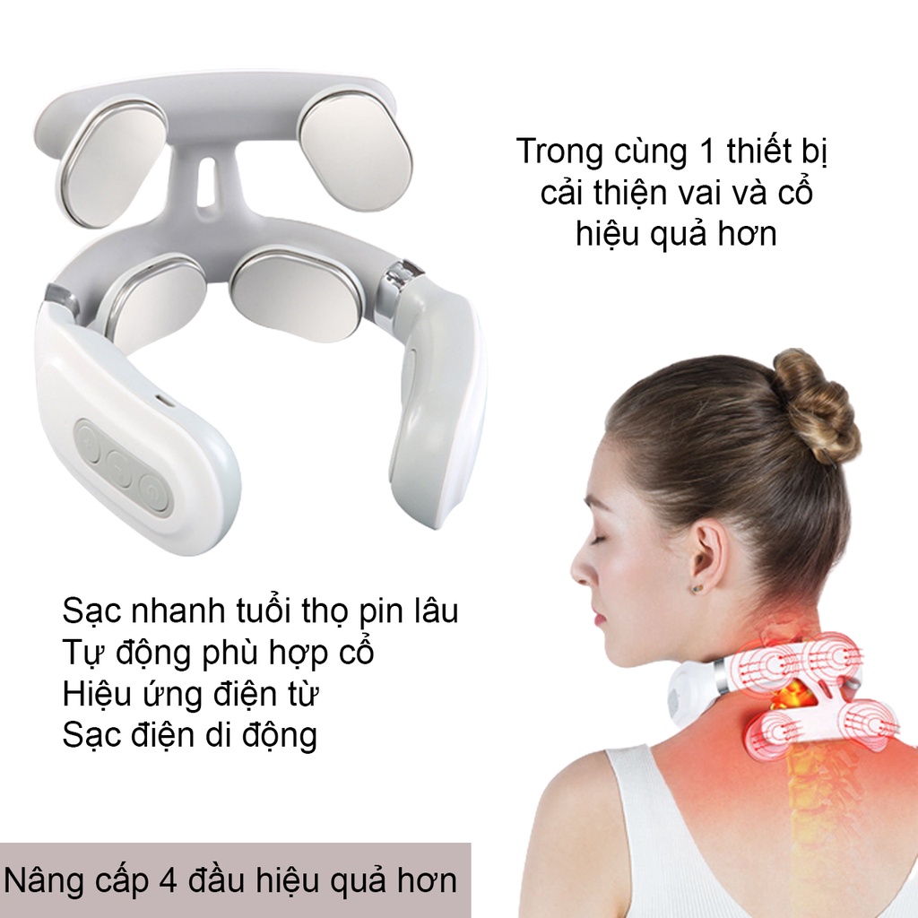 Máy massage cổ vai gáy cột sống 4 đầu thông minh công nghệ Nhật Bản H1017