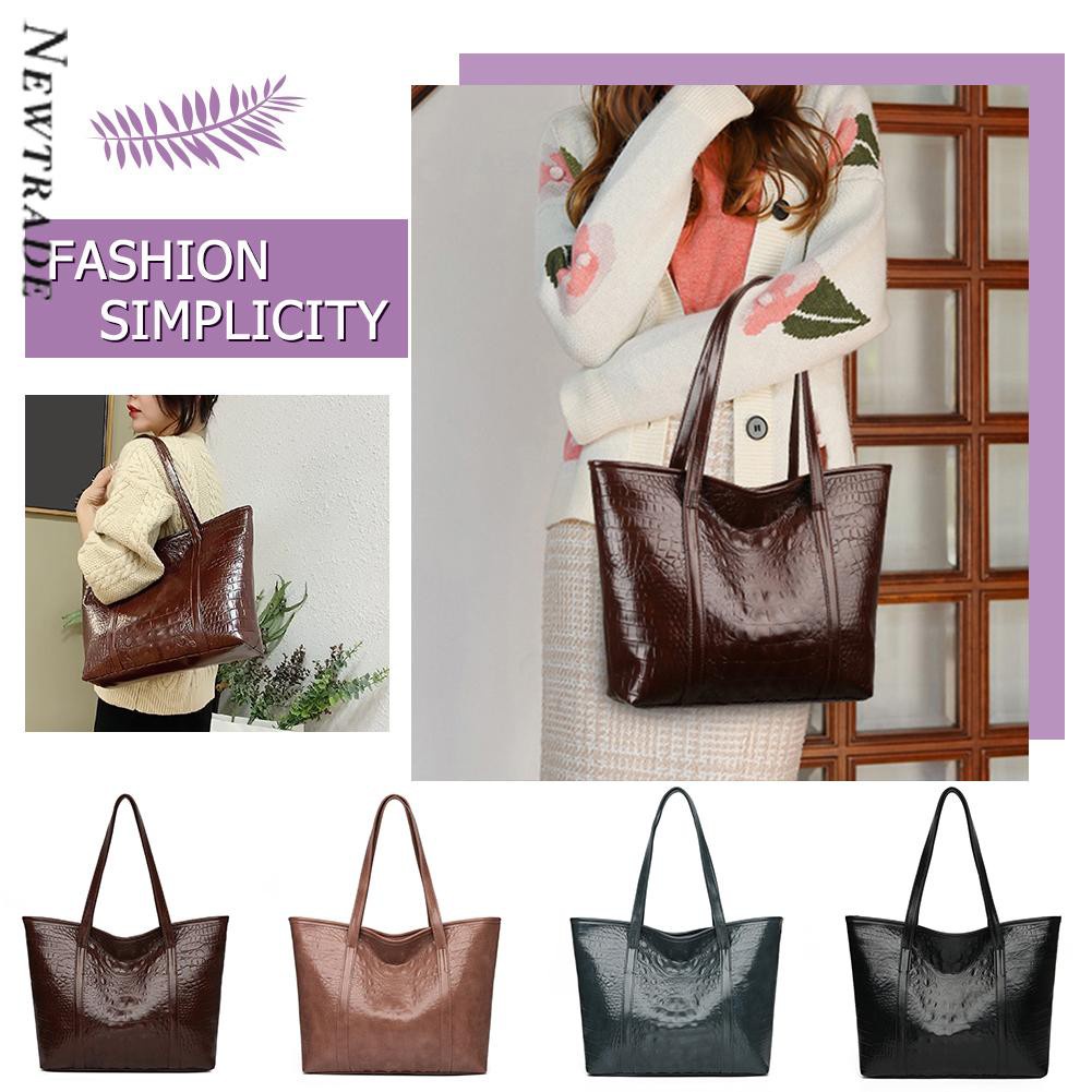 Women Alligator Pattern Shoulder Shopping Bags Large Tote Handbags