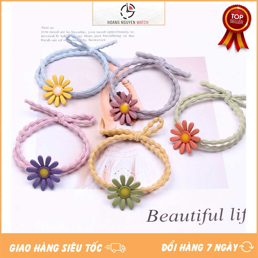 Dây Thun T181 Buộc Tóc Đính Hoa Cúc 11 Cánh Nhiều Màu Cực Đẹp