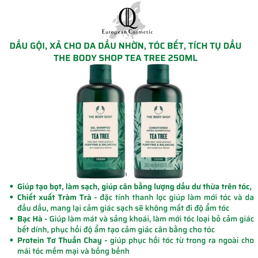 Dầu gội xả da dầu tea tree the body shop shampoo gel 250ml