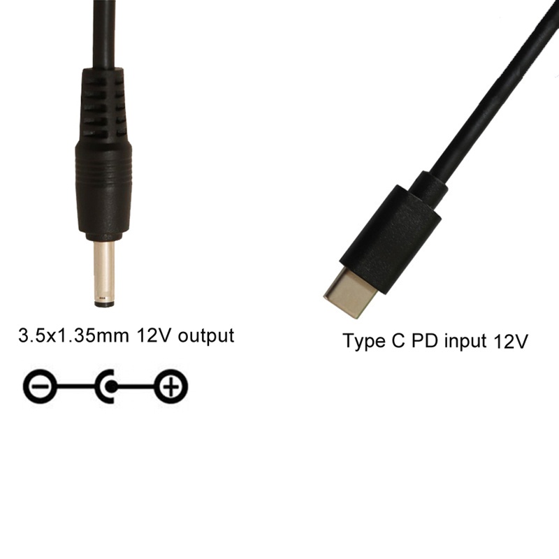Dây Cáp Chuyển Đổi USB C / Type-C PD Sang 12V 3.5x1.35mm Cho Thiết Bị 12V USB C
